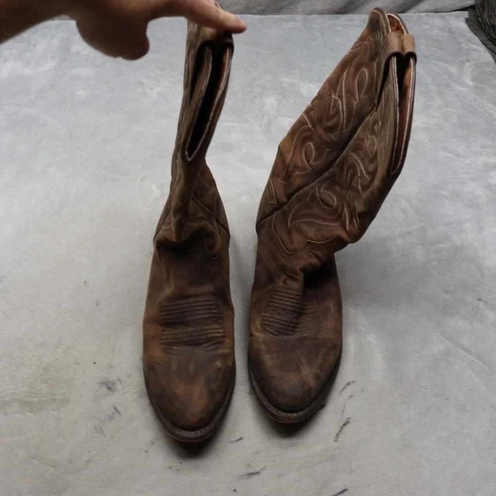 Dan Post Men 11D Western Boots Brown Leather Cowboy Embroidered Pull On 2153